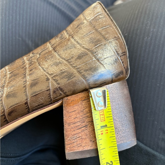 Mari Giudicelli Croc-Embossed Leather Block Heels with Wooden Heel - Size 40 - Picture 10 of 11